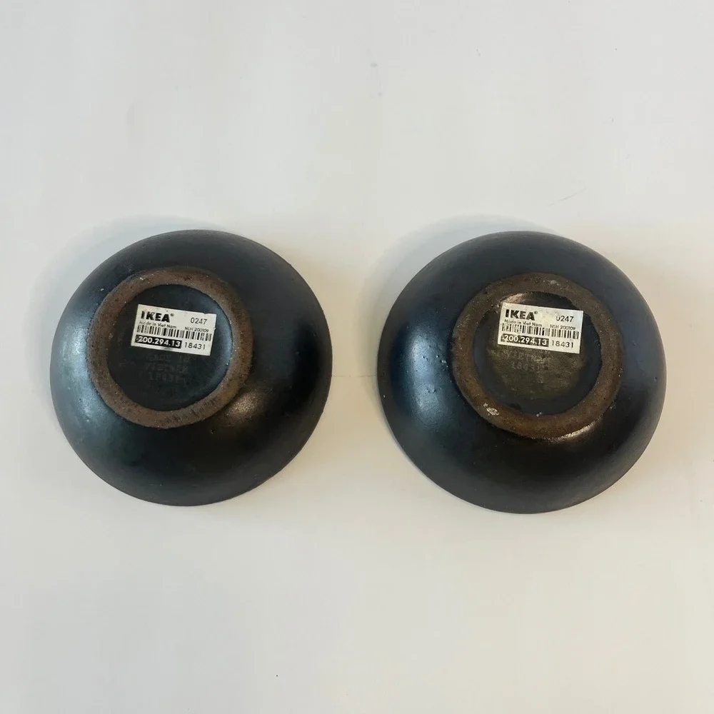 IKEA Black Ceramic Taper Candle Holder Set of 2 Minimalist Scandi 200.294.13